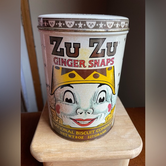 1982 National Biscuit ZU ZU Ginger Snaps 8 oz Clown Tin Canister 1916 Replica 6" - Picture 1 of 9